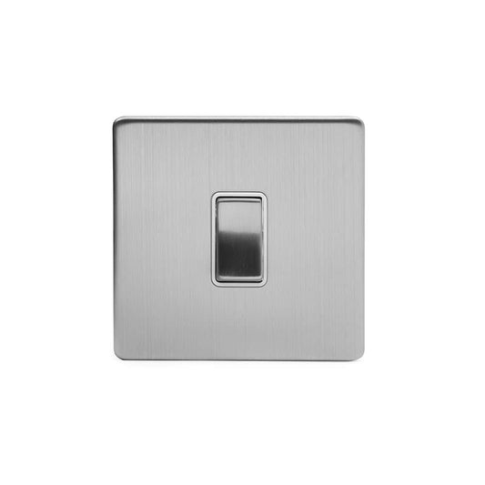 The Lombard Collection Brushed Chrome 1 Gang Intermediate Switch White Ins 10A Screwless