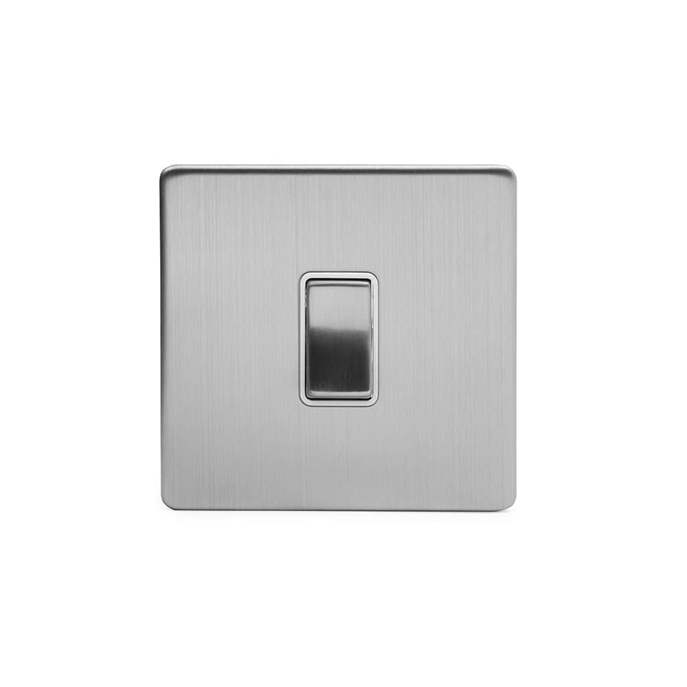 The Lombard Collection Brushed Chrome 1 Gang 20A Double Pole Switch Wht Ins Screwless