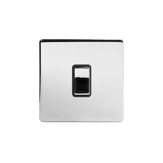 The Finsbury Collection Polished Chrome 1 Gang 2 Way 10A Light Switch Blk Ins Screwless