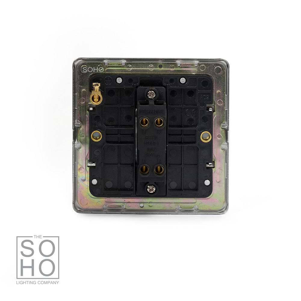 The Finsbury Collection Polished Chrome 1 Gang Intermediate Switch Black Ins 10A Screwless