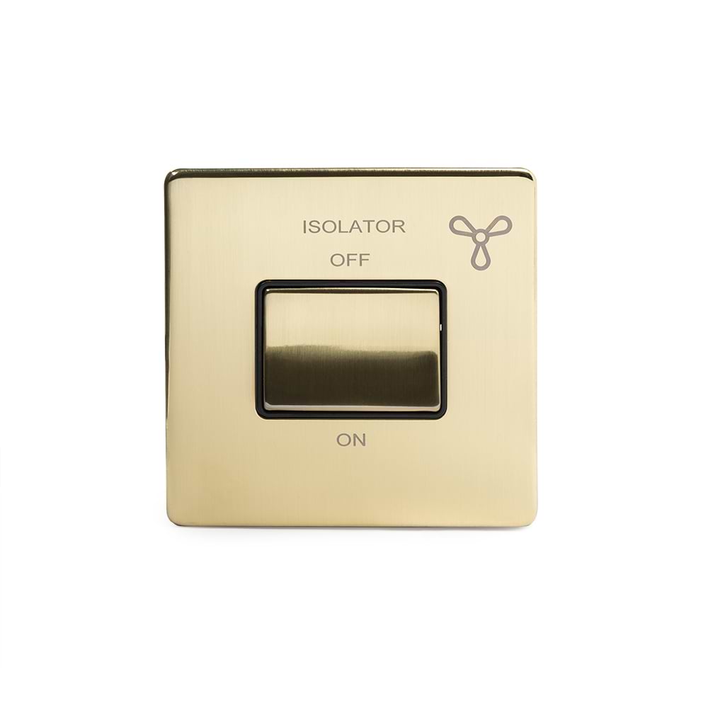 The Savoy Collection Brushed Brass Extractor Fan Isolator Switch Black Ins Screwless