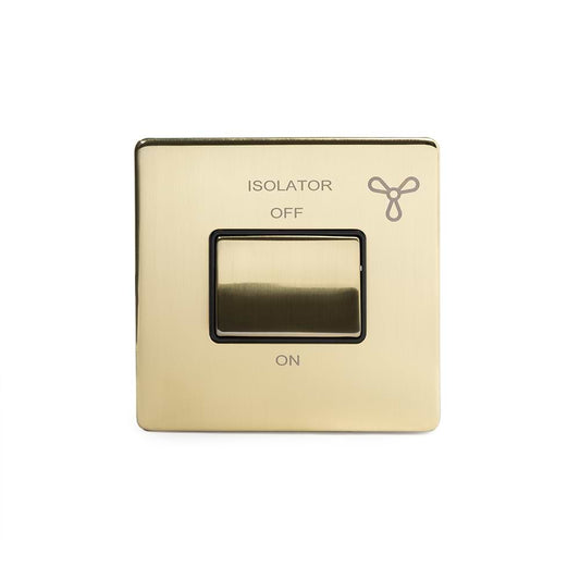 The Savoy Collection Brushed Brass Extractor Fan Isolator Switch Black Ins Screwless