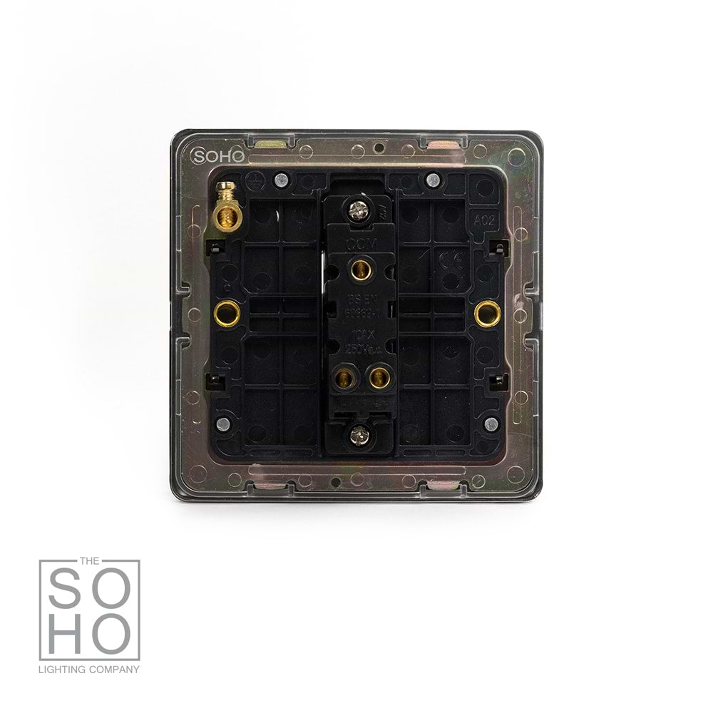 The Connaught Collection Black Nickel 1 Gang 2 Way 10A Light Switch Blk Ins Screwless