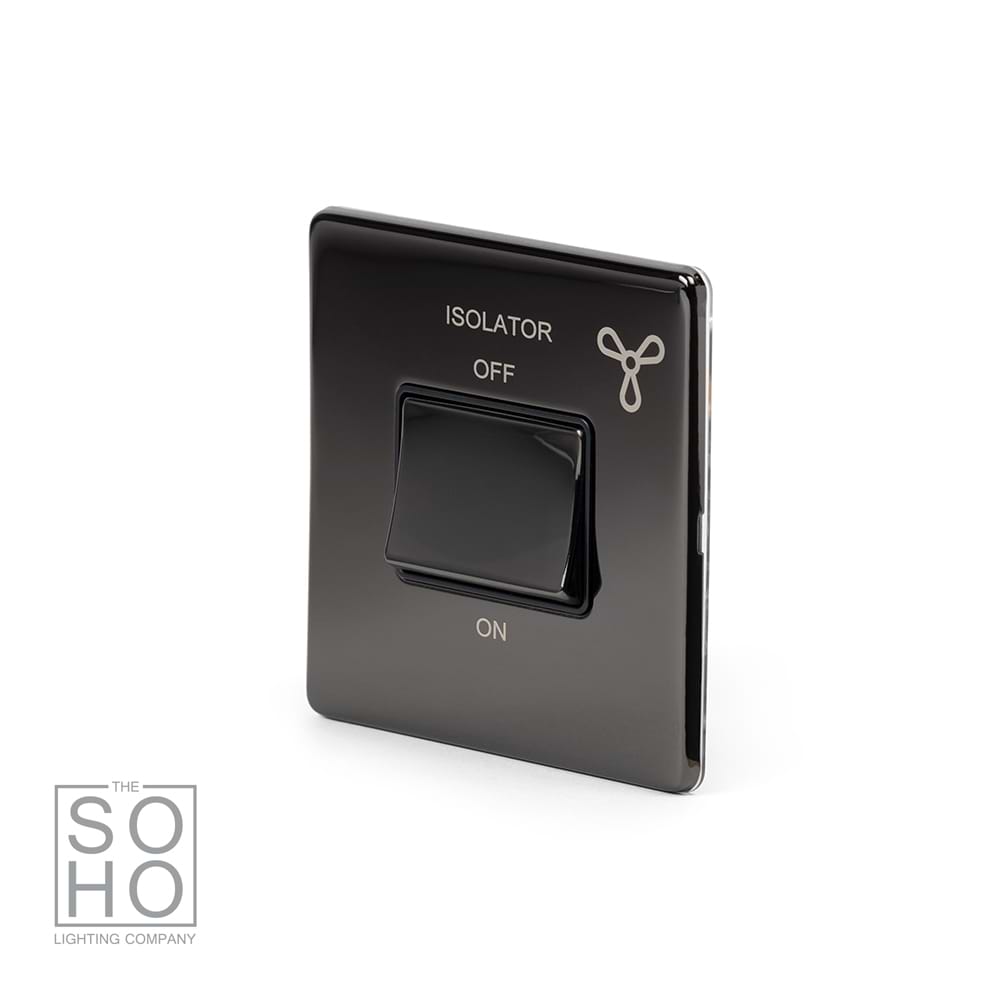 The Connaught Collection Black Nickel Extractor Fan Isolator Switch Black Ins Screwless
