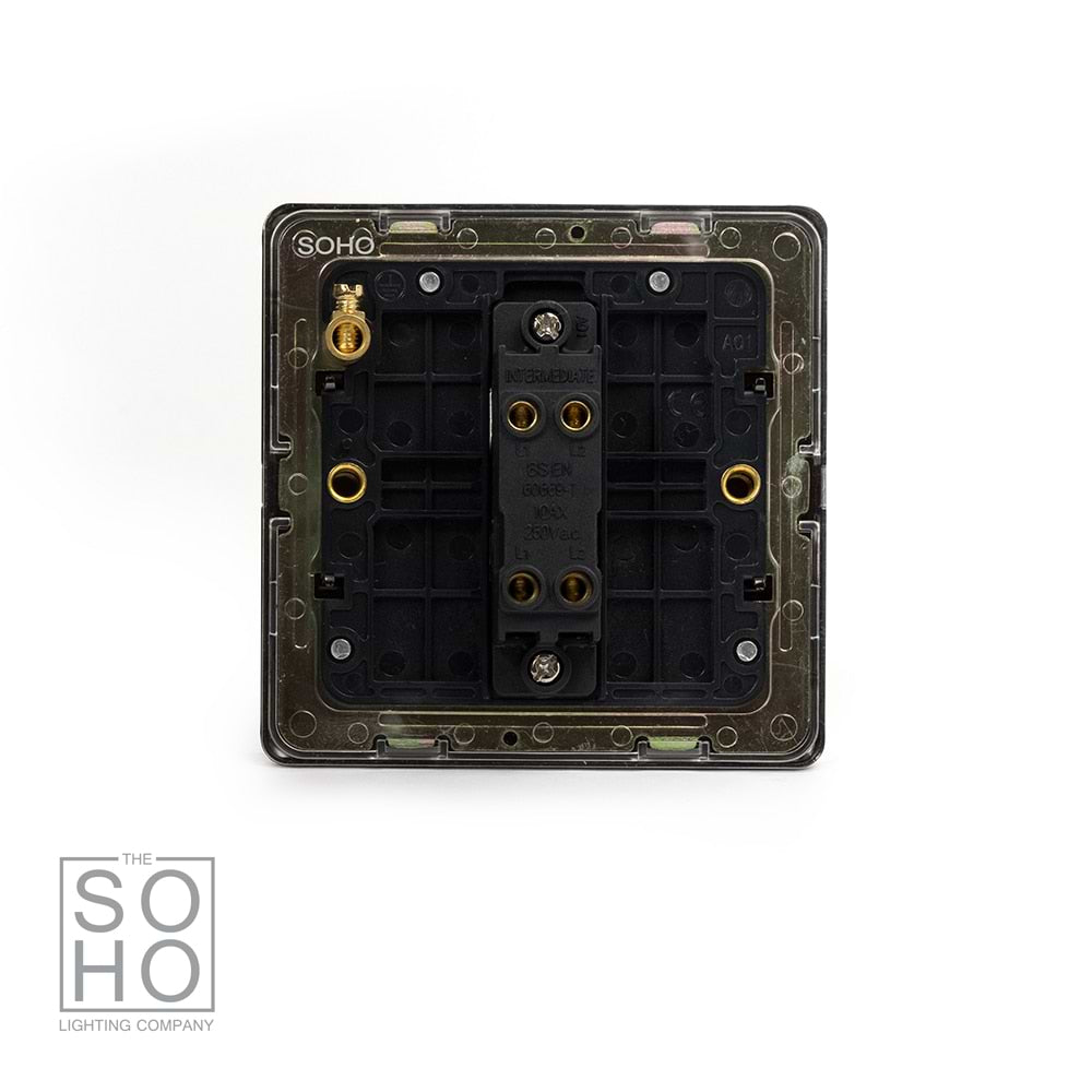 The Connaught Collection Black Nickel 1 Gang Intermediate Switch Black Ins 10A Screwless