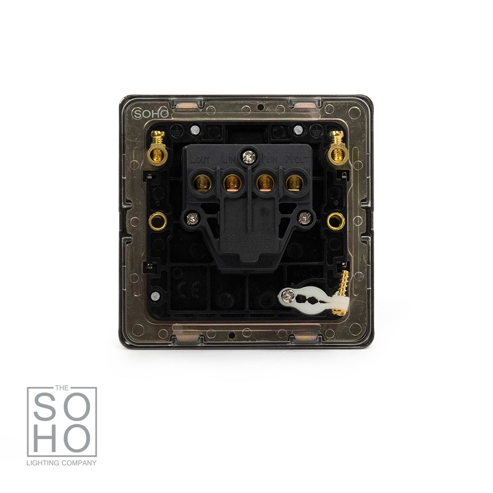 The Connaught Collection Black Nickel 1 Gang 20A Double Pole Switch Flex Outlet Blk Ins Screwless