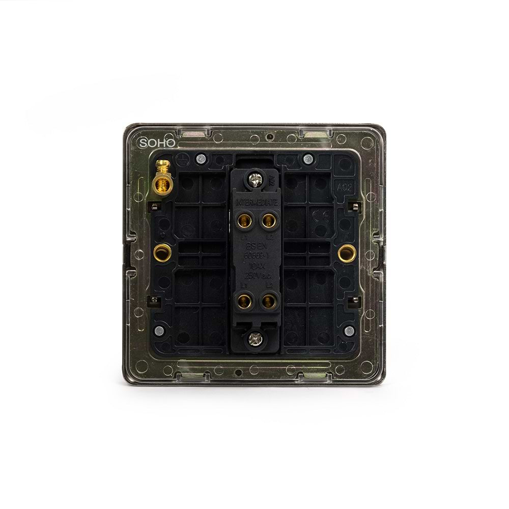 The Eton Collection Bronze 10A 1 Gang Intermediate Switch Black Inserts Screwless