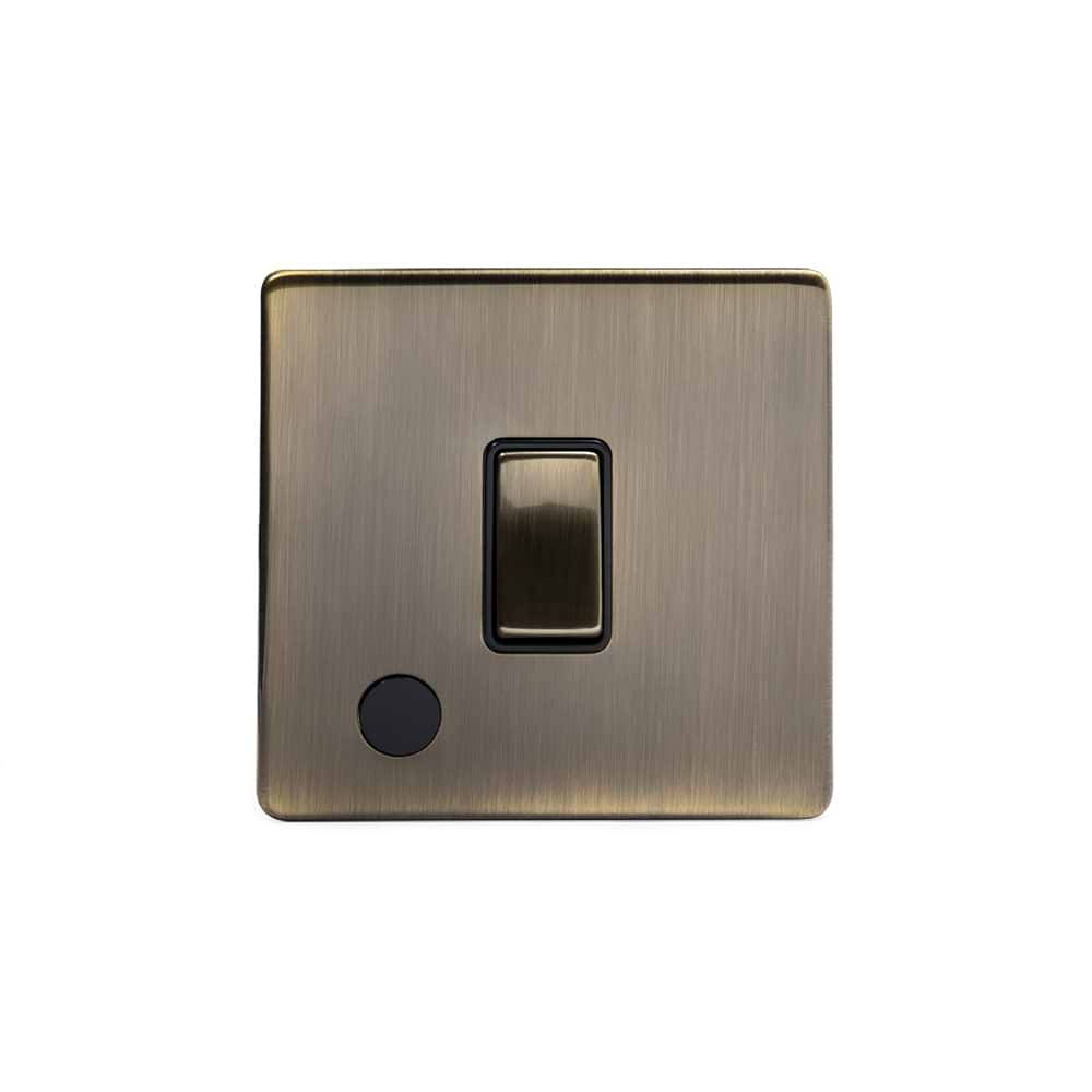 The Charterhouse Collection 1 Gang 20A Double Pole Switch Flex Outlet Blk Ins Screwless Antique Brass