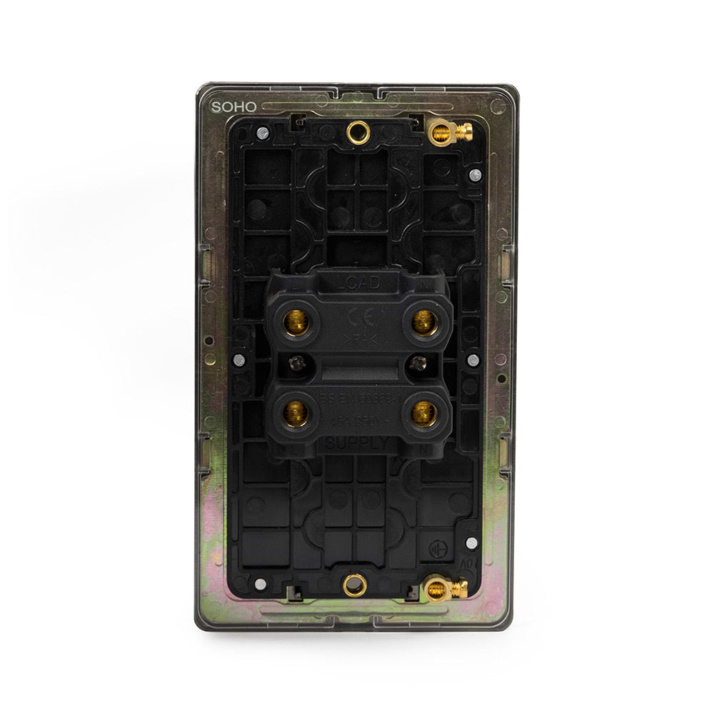 The Eton Collection Bronze 45A 1 Gang Double Pole Switch Lrg Plate Screwless