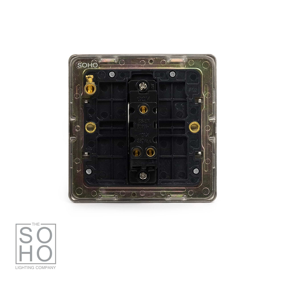 The Lombard Collection Brushed Chrome 10A 1 Gang 2 Way Switch with Black Insert Screwless