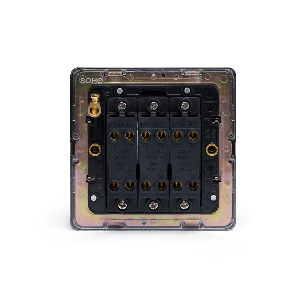 Soho Lighting Black Nickel 3 Gang Intermediate switch Blk Ins Screwless