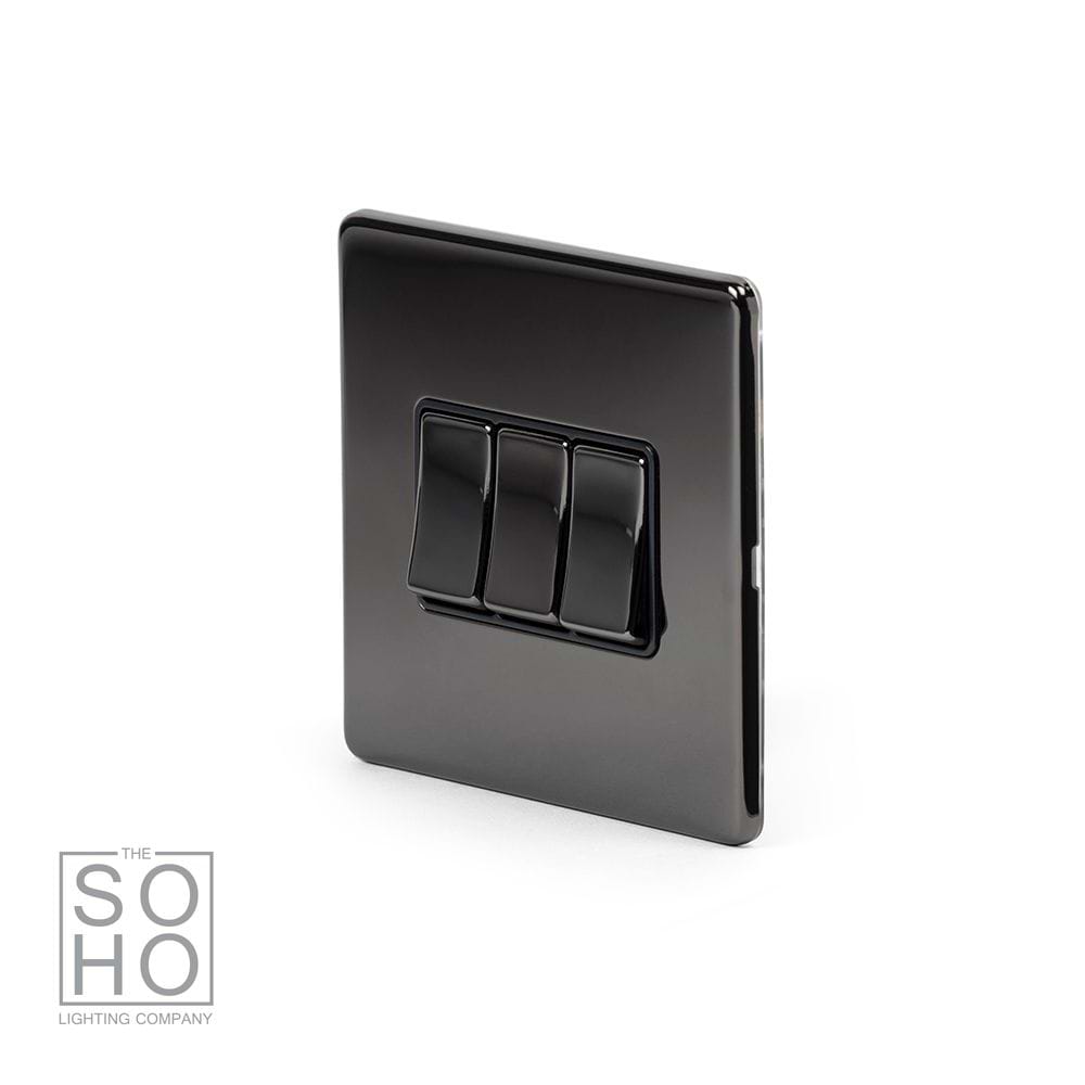 Soho Lighting Black Nickel 3 Gang Intermediate switch Blk Ins Screwless