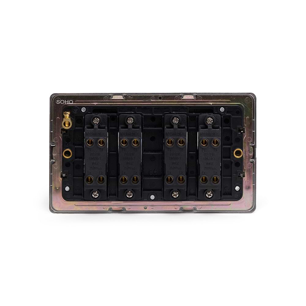 Soho Lighting Black Nickel 4 Gang Intermediate switch Blk Ins Screwless