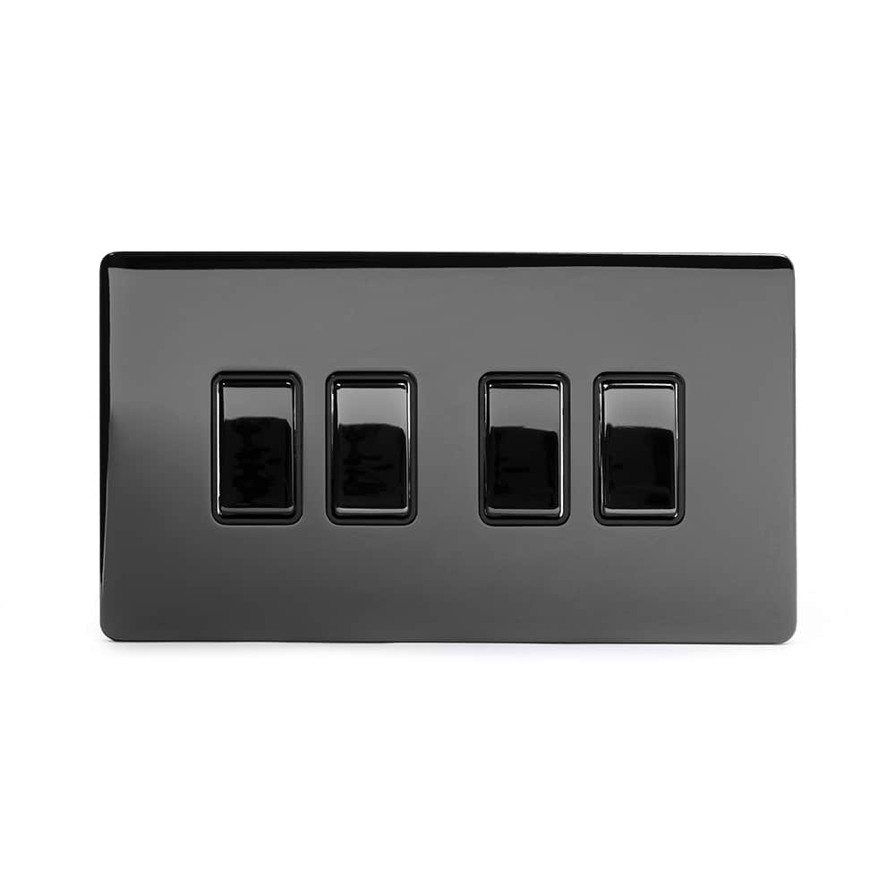 Soho Lighting Black Nickel 4 Gang Intermediate switch Blk Ins Screwless