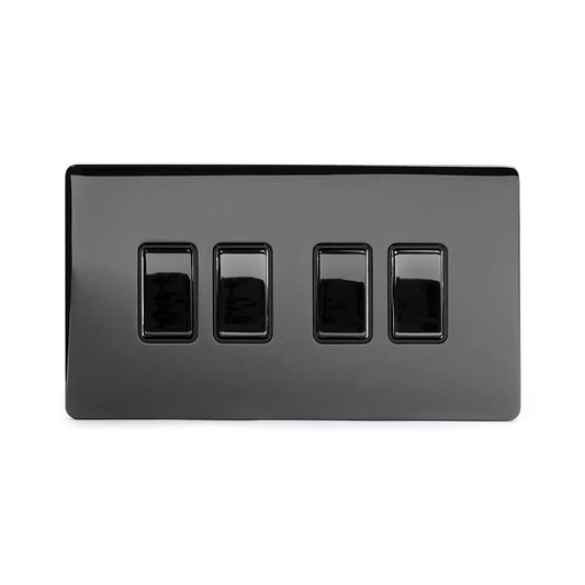 Soho Lighting Black Nickel 4 Gang Intermediate switch Blk Ins Screwless
