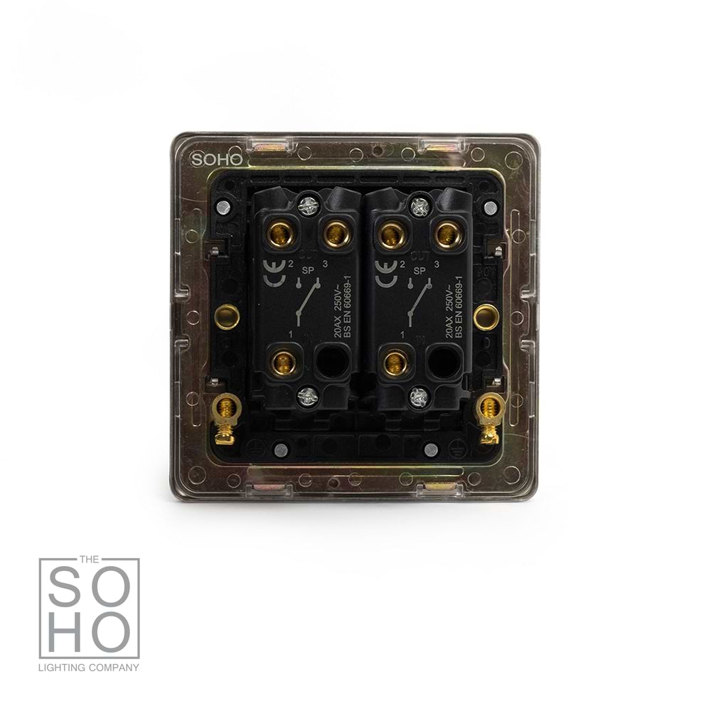 The Lombard Collection Brushed Chrome 2 Gang 2 Way Toggle Dolly Switch Screwless