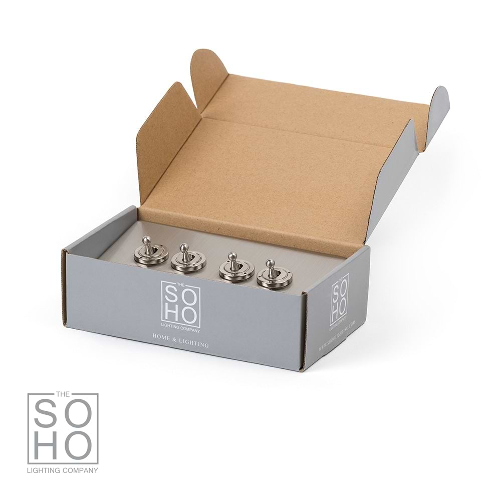 The Lombard Collection Brushed Chrome 4 Gang 2 Way Toggle Dolly Switch Screwless