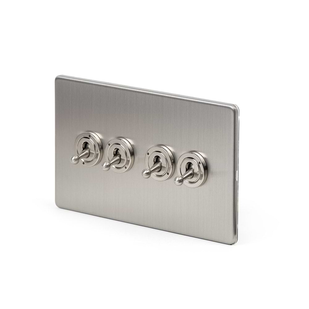 The Lombard Collection Brushed Chrome 4 Gang 20 Amp Intermediate Toggle Switch Screwless