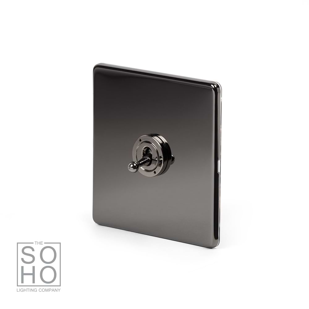 The Connaught Collection Black Nickel 1 Gang 2 Way Toggle Switch Screwless