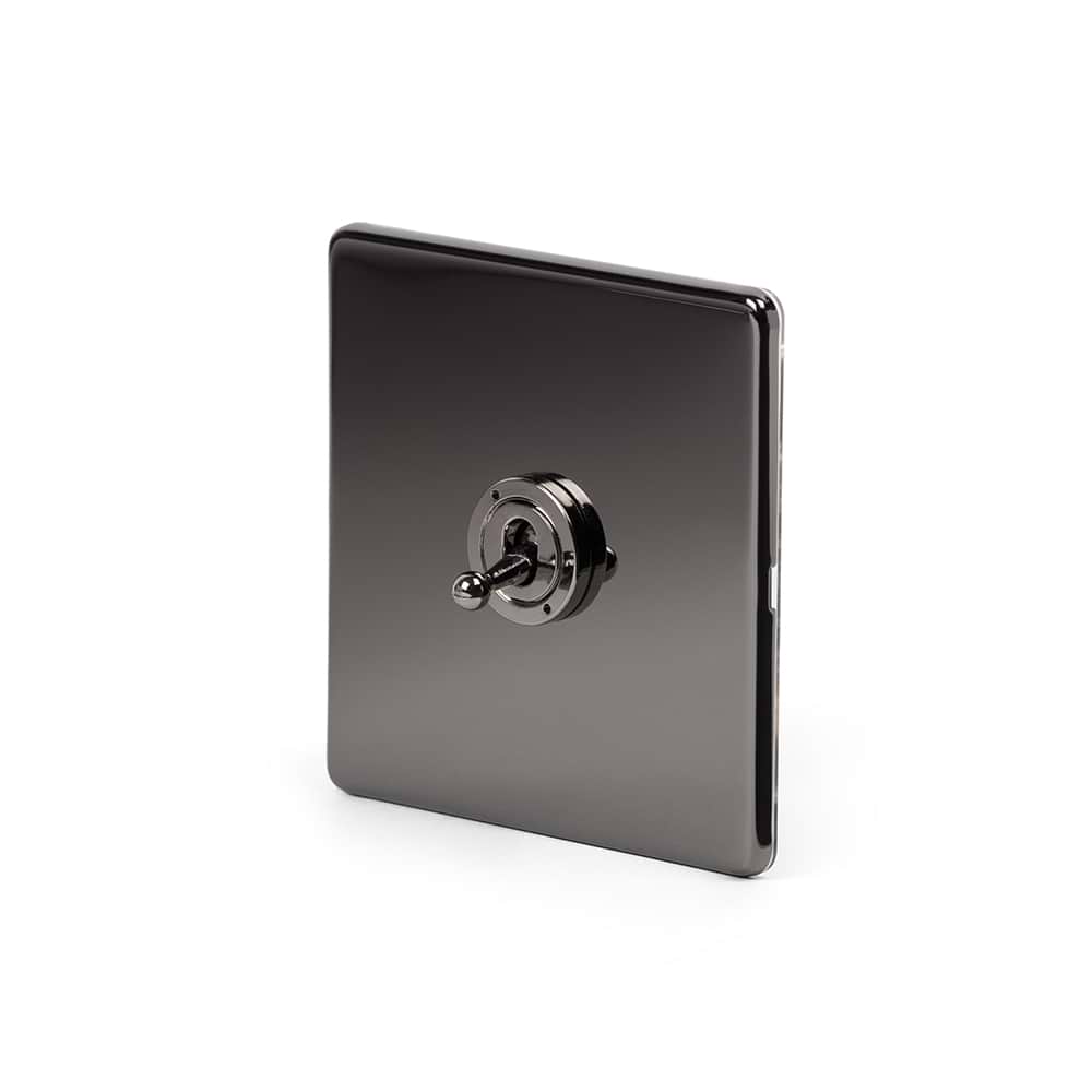 The Connaught Collection Black Nickel 1 Gang Intermediate Toggle Switch Screwless