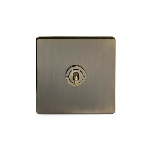 The Charterhouse Collection 1 Gang Toggle Light Switch 2 Way Antique Brass