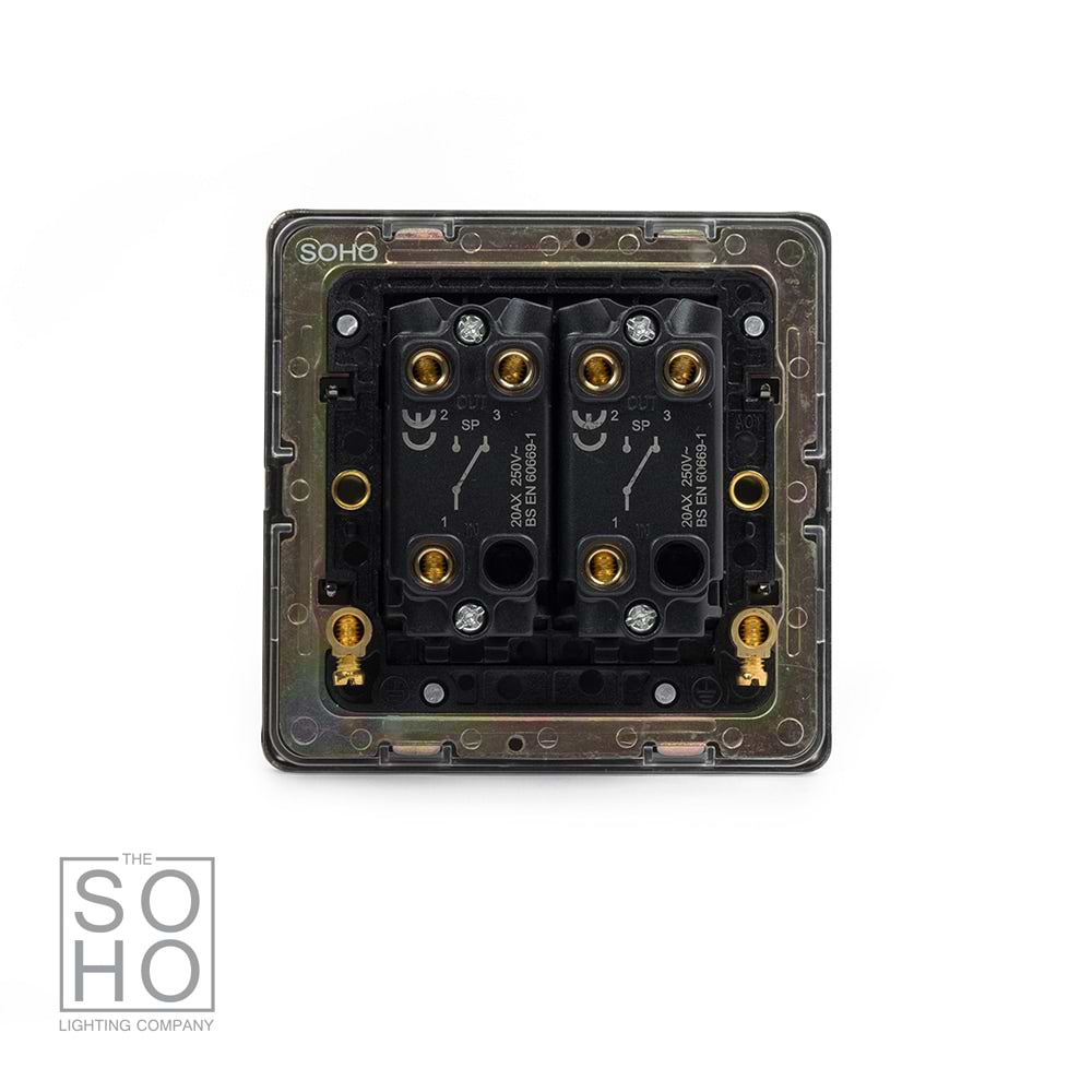 The Charterhouse Collection 2 Gang Toggle Switch 2-Way Antique Brass