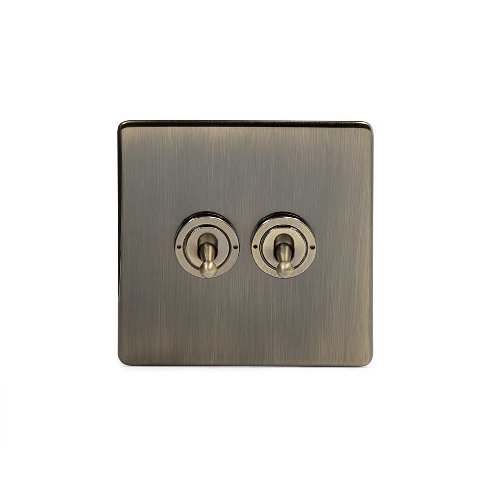 The Charterhouse Collection 2 Gang Toggle Switch 2-Way Antique Brass