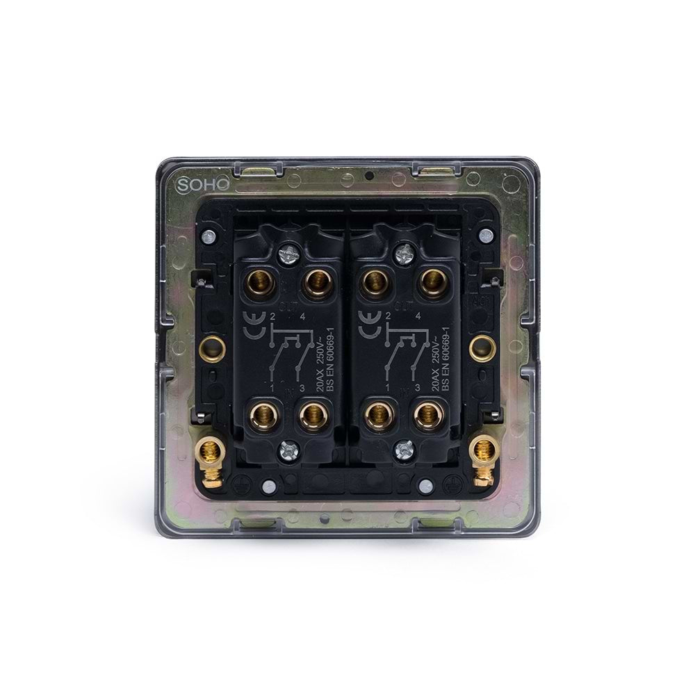 The Charterhouse Collection 2 Gang Intermediate & 2 Way Toggle Switch Antique Brass