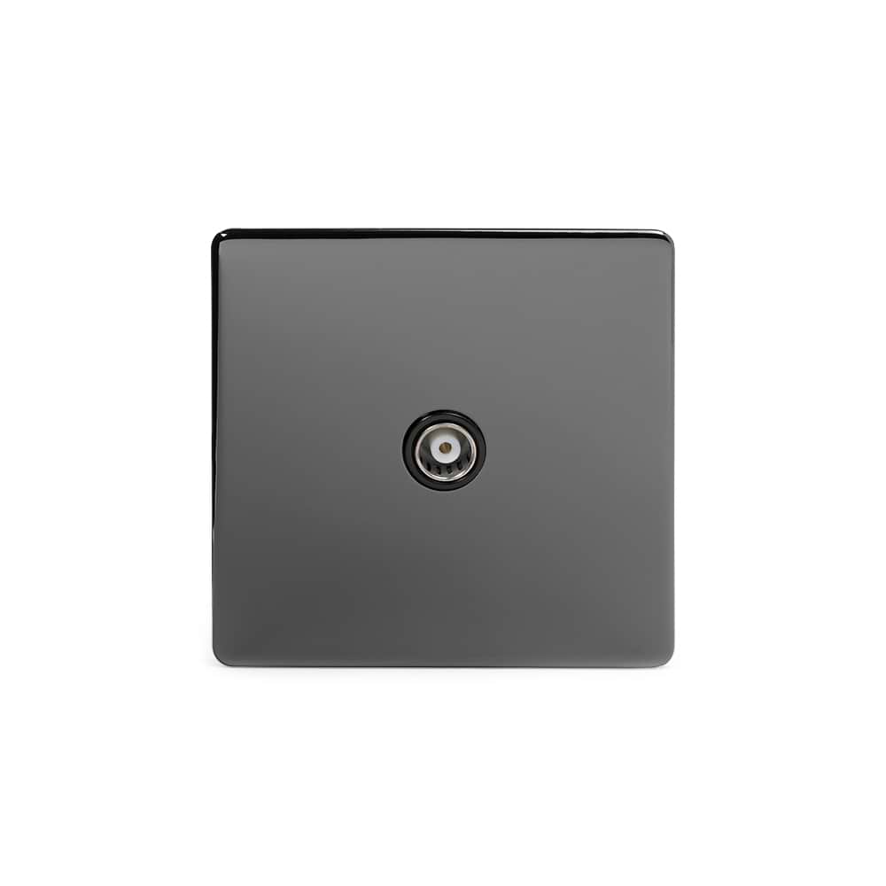The Connaught Collection Black Nickel TV Coaxial Aerial Socket Black Ins Screwless