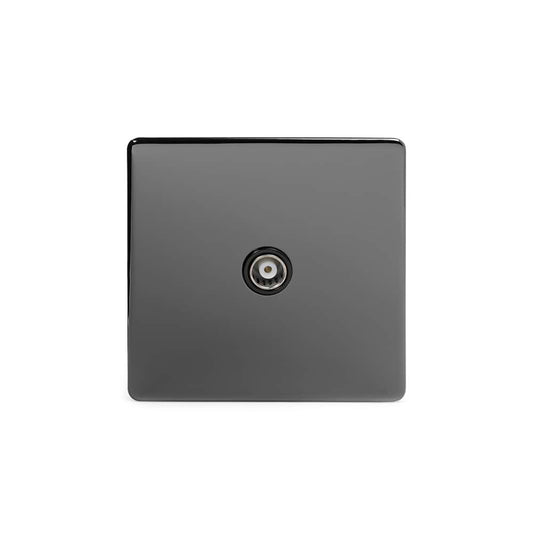 The Connaught Collection Black Nickel TV Coaxial Aerial Socket Black Ins Screwless