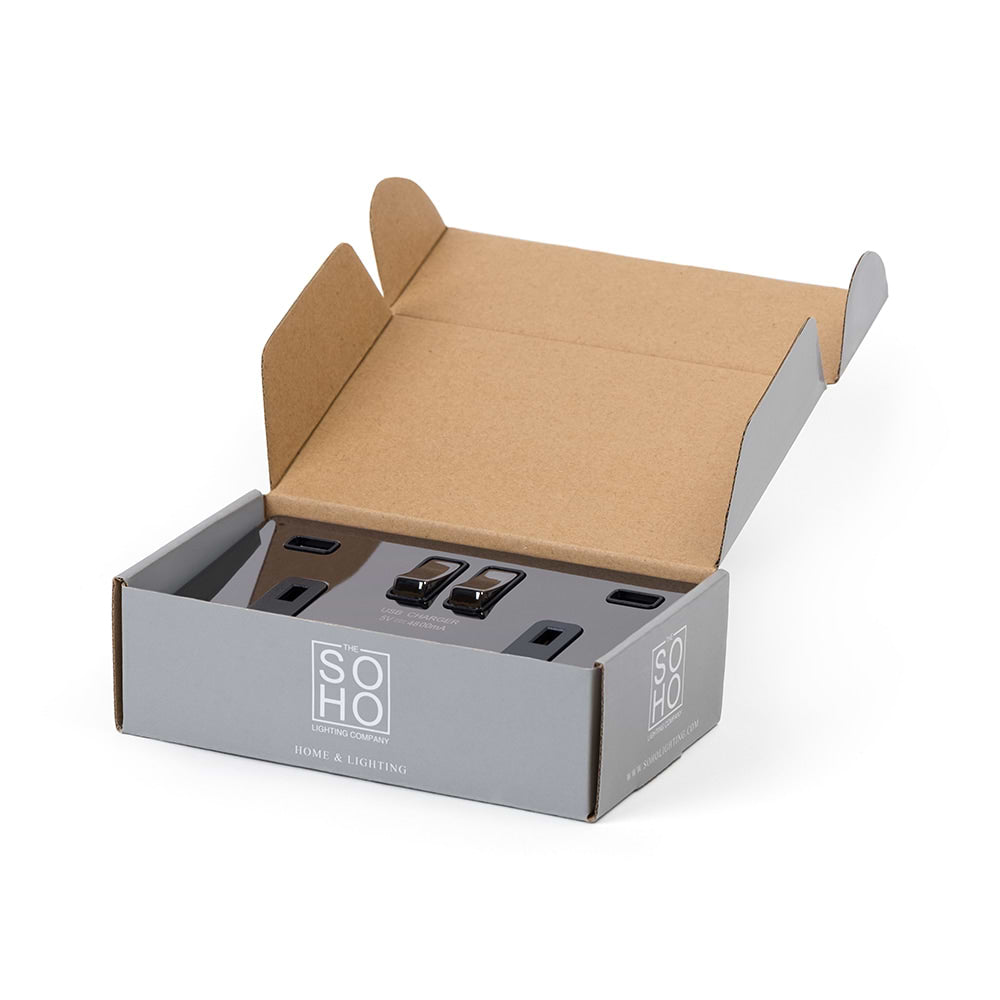 The Connaught Collection Black Nickel 2 Gang 13A DP Socket with 2 x USB-A 4.8A