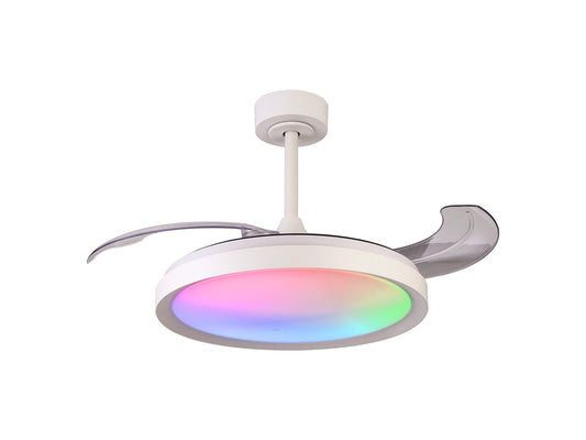 Siberia 50W LED Dimmable White/RGB Ceiling Light With Built-In 30W DC Fan, 3000-6500K Remote Control, 3200lm, White, 5yrs Warranty by Mantra