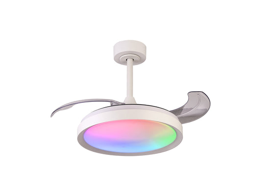 Siberia Mini 40W LED Dimmable White/RGB Ceiling Light With Built-In 28W DC Fan, 3000-6500K Remote Control, 2500lm, White, 5yrs Warranty by Mantra