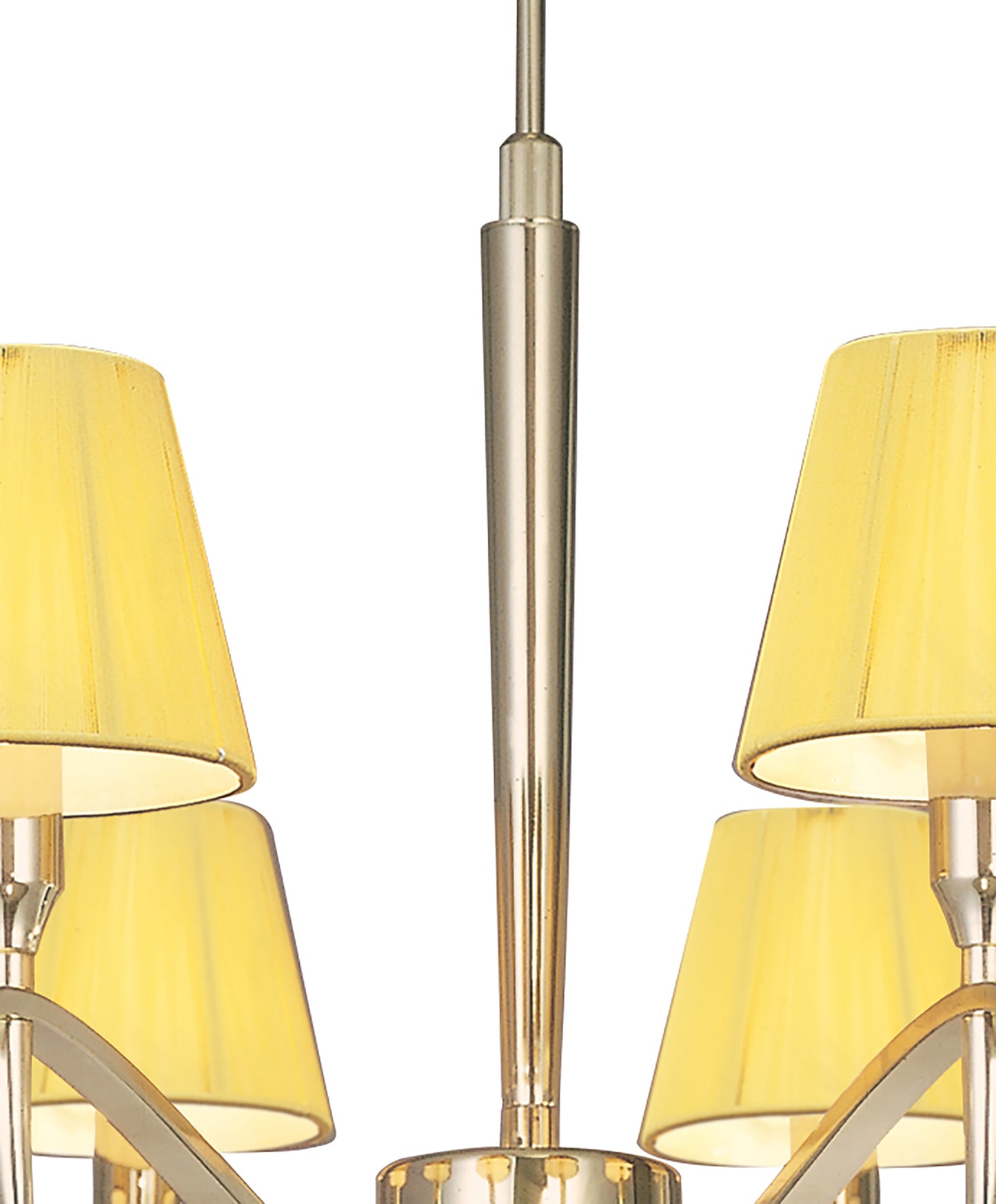 Siena Pendant Round 8 Light E14, Polished Brass With Amber Cream Shades And Clear Crystal by Mantra