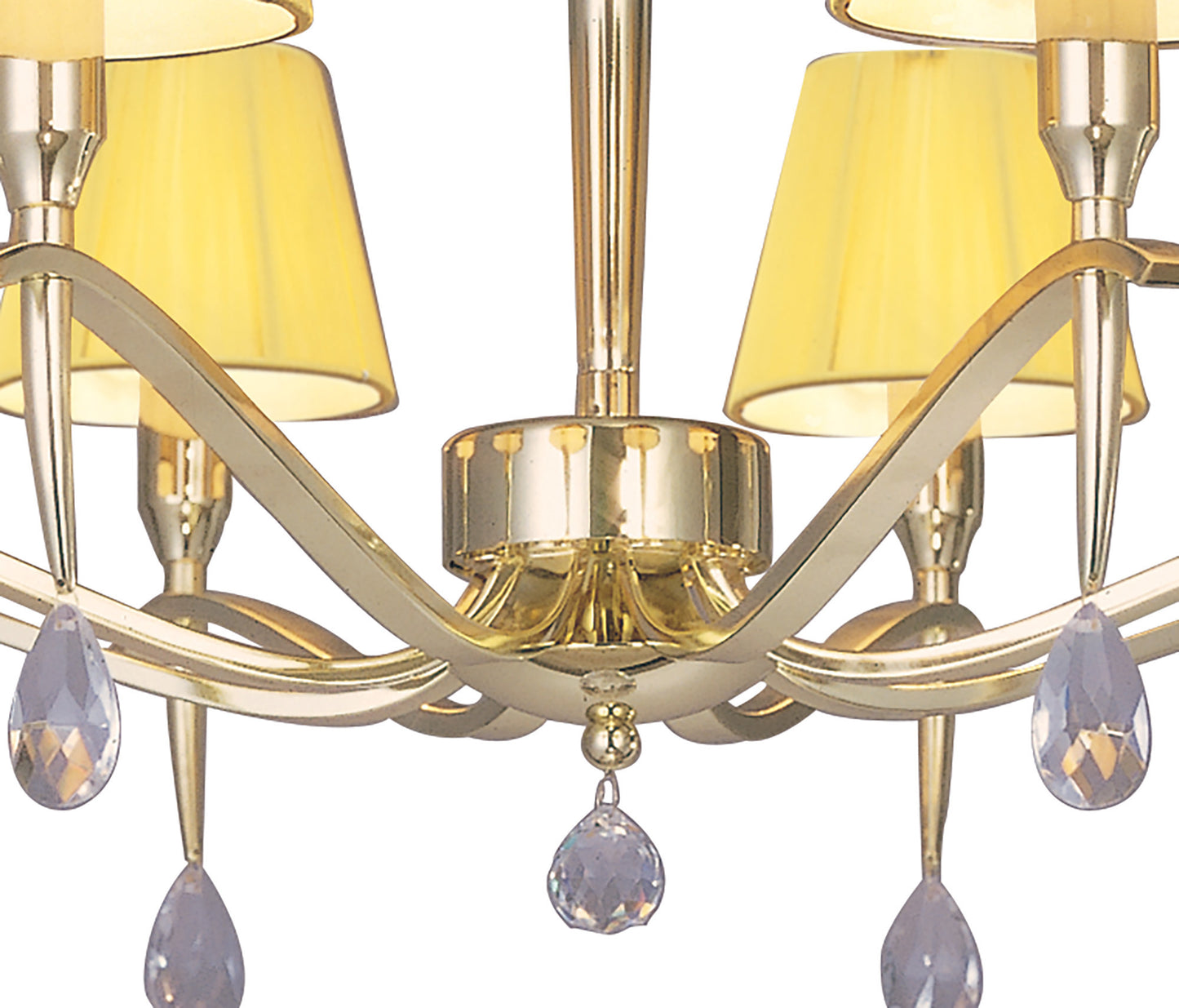 Siena Pendant Round 8 Light E14, Polished Brass With Amber Cream Shades And Clear Crystal by Mantra