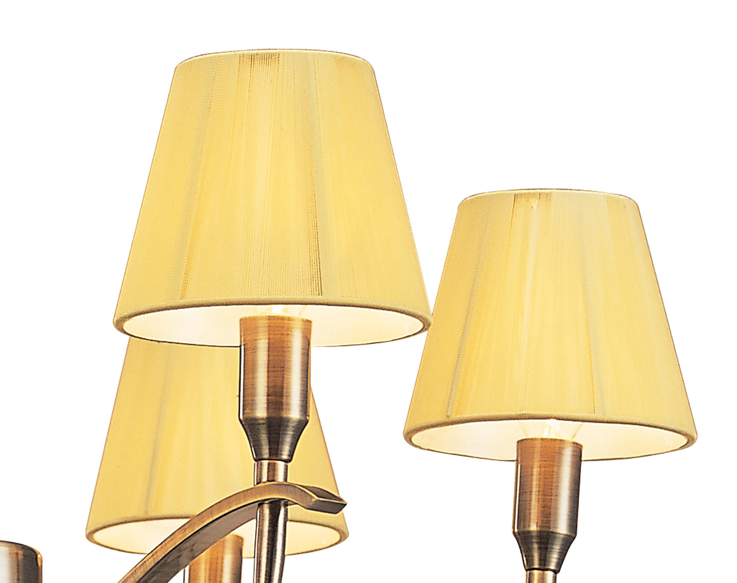 Siena Pendant Round 6 Light E14, Antique Brass With Amber Cream Shades And Amber Crystal by Mantra