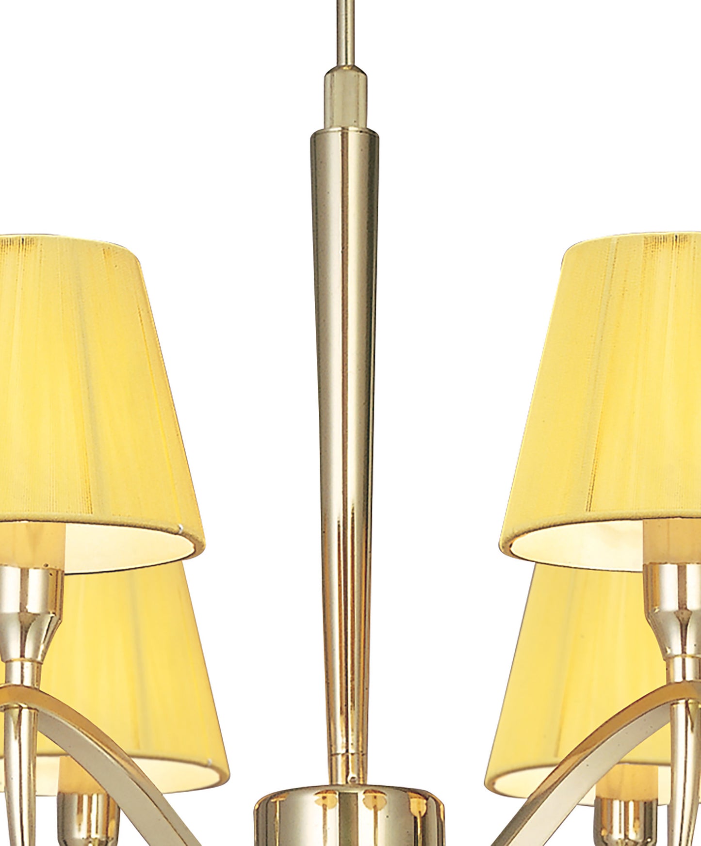 Siena Pendant Round 6 Light E14, Polished Brass With Amber Cream Shades And Clear Crystal by Mantra