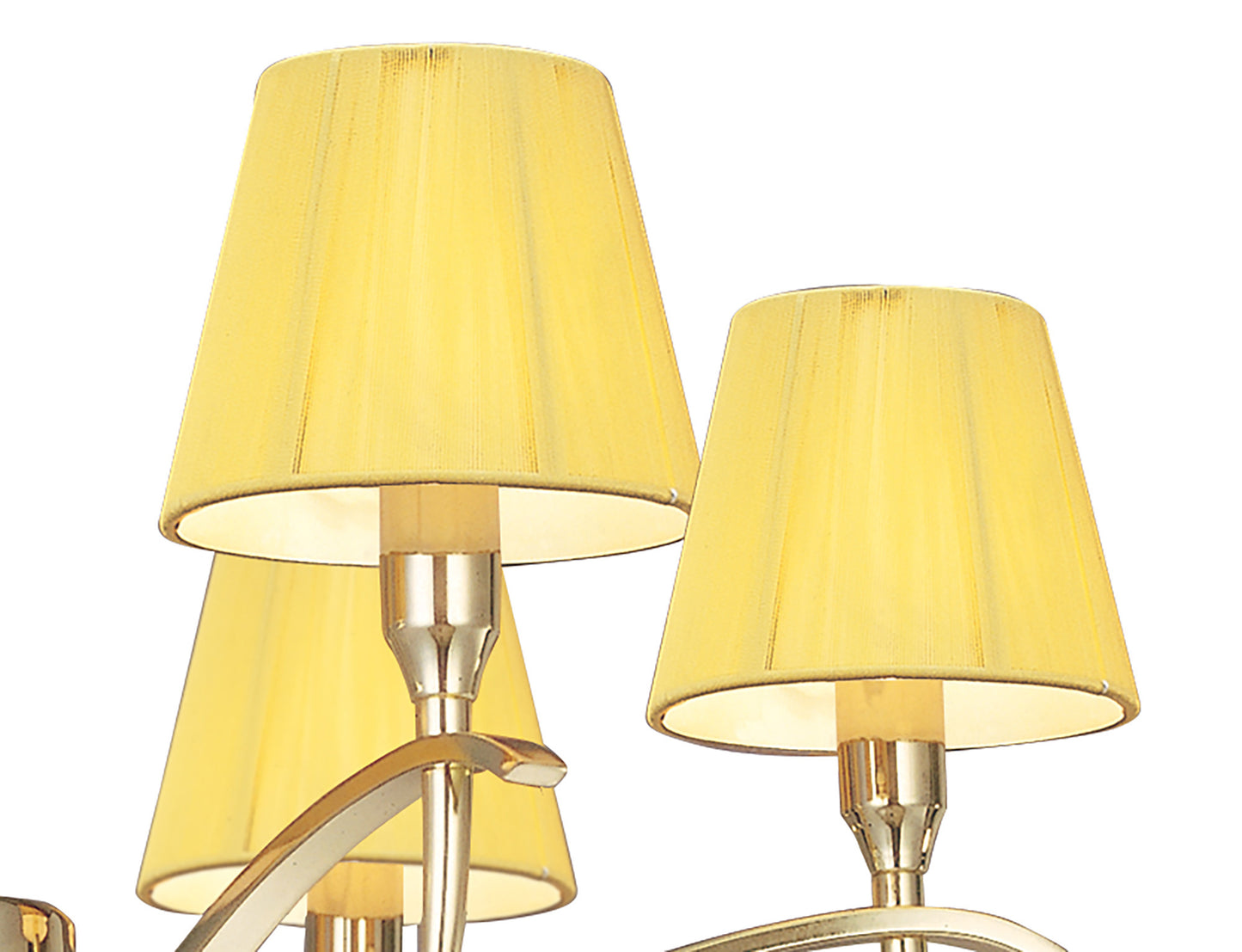 Siena Pendant Round 6 Light E14, Polished Brass With Amber Cream Shades And Clear Crystal by Mantra