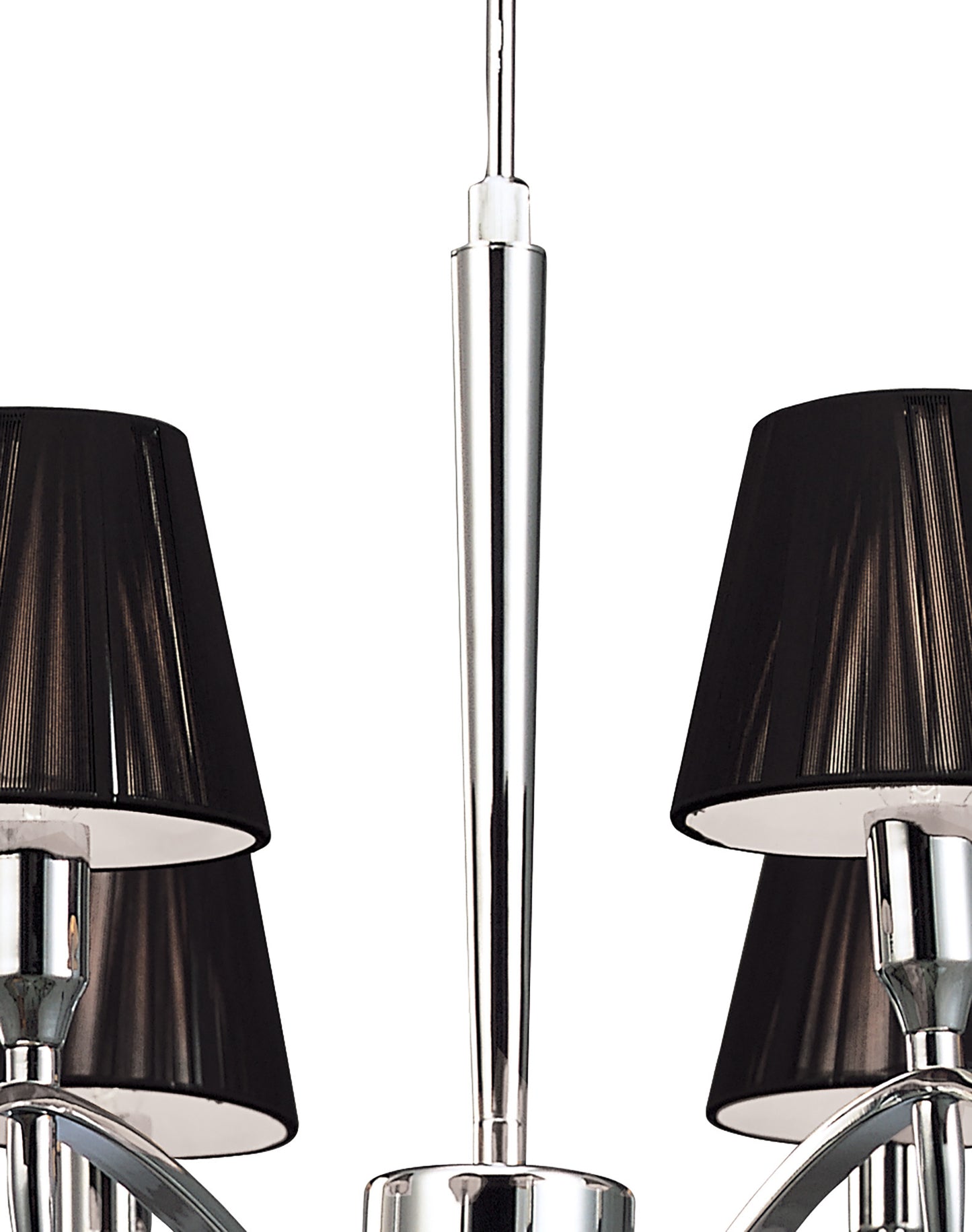 Siena Pendant Round 6 Light E14, Polished Chrome With Black Shades And Black Crystal by Mantra