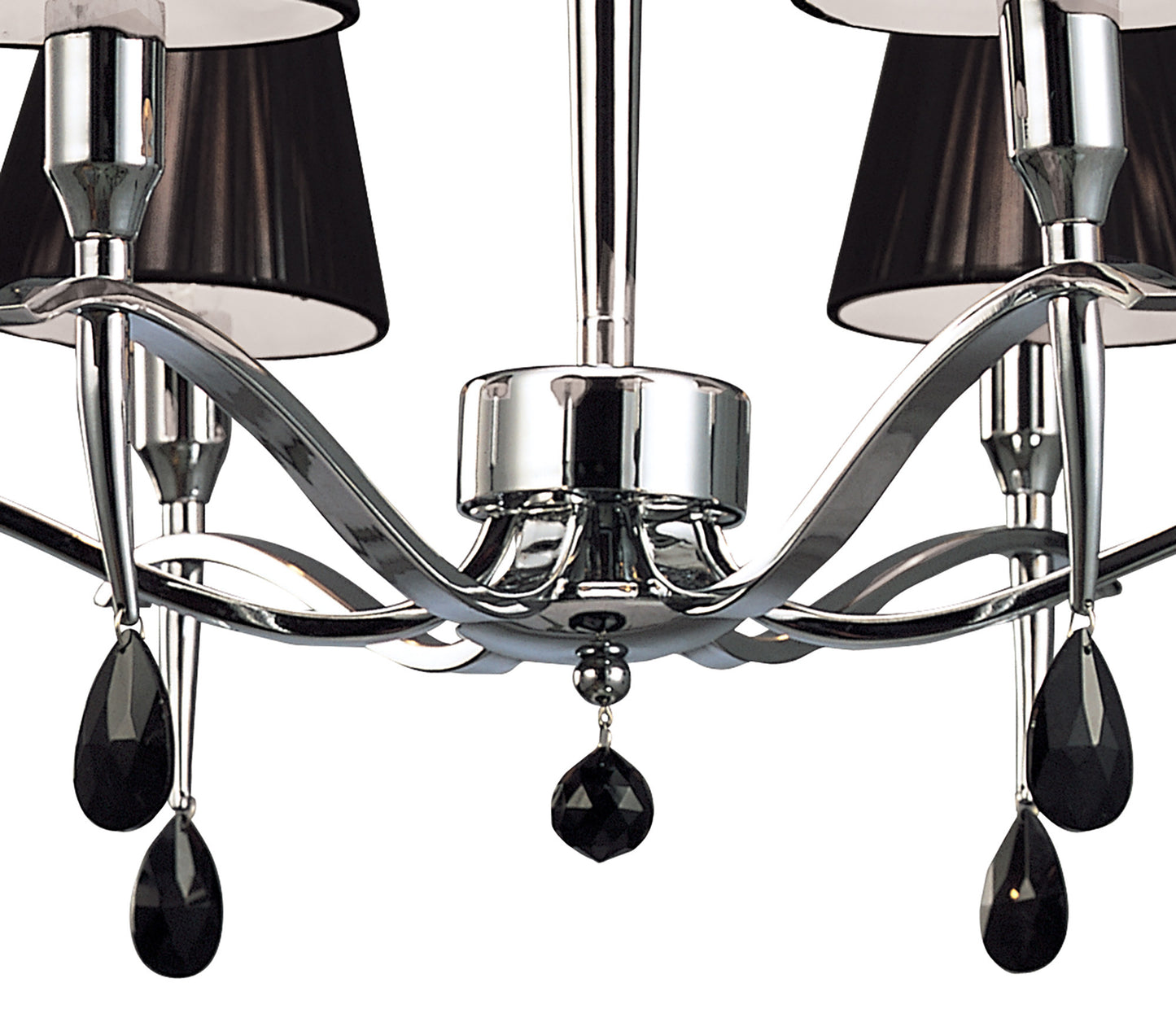 Siena Pendant Round 6 Light E14, Polished Chrome With Black Shades And Black Crystal by Mantra