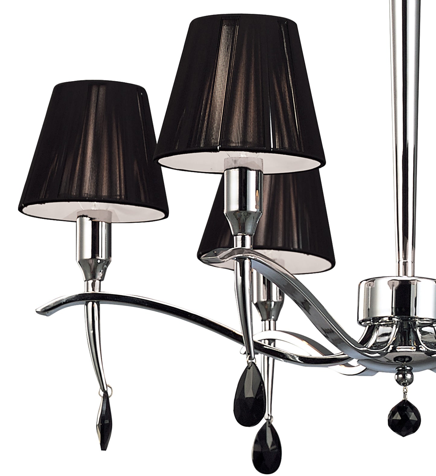 Siena Pendant Round 6 Light E14, Polished Chrome With Black Shades And Black Crystal by Mantra