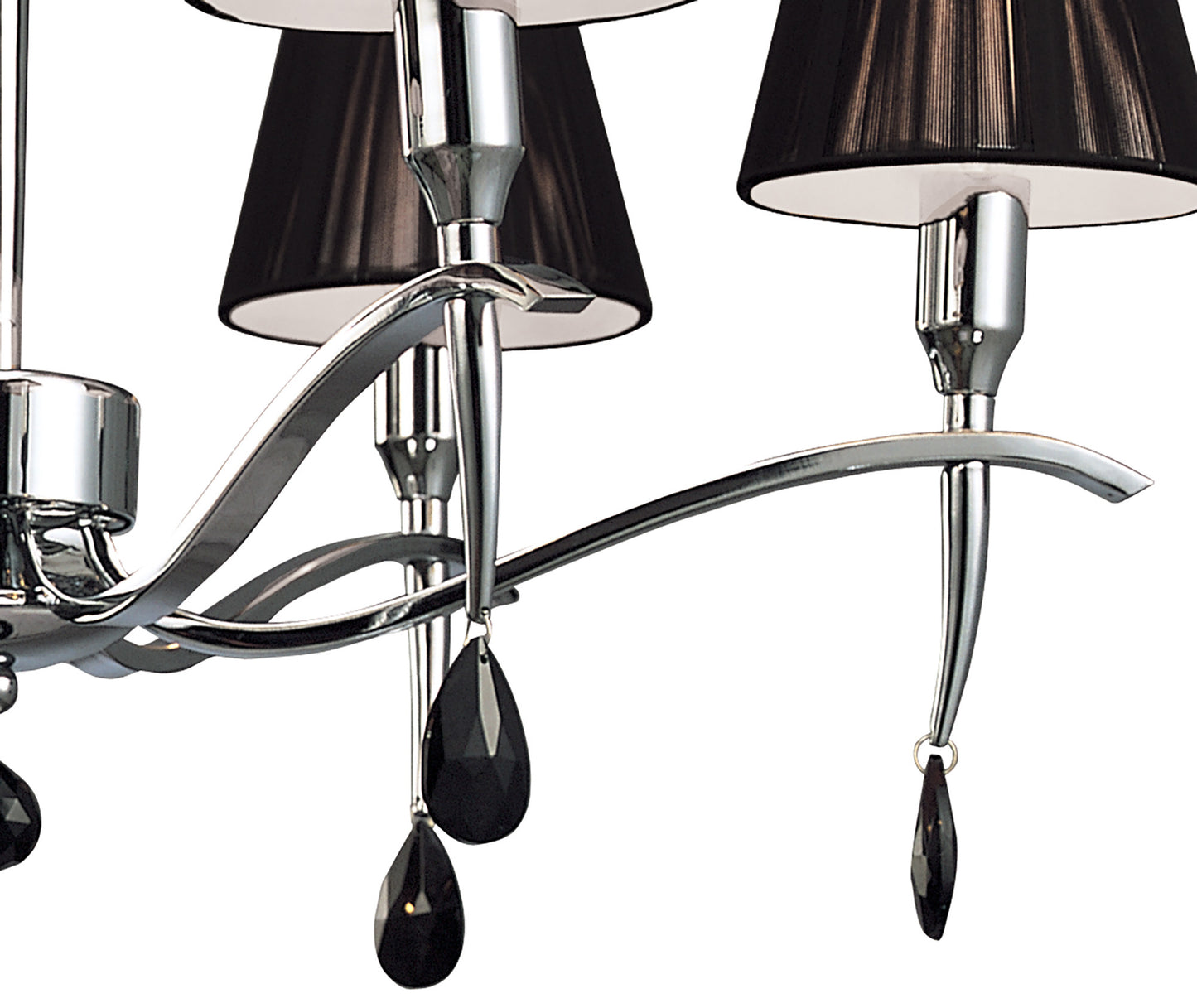 Siena Pendant Round 6 Light E14, Polished Chrome With Black Shades And Black Crystal by Mantra