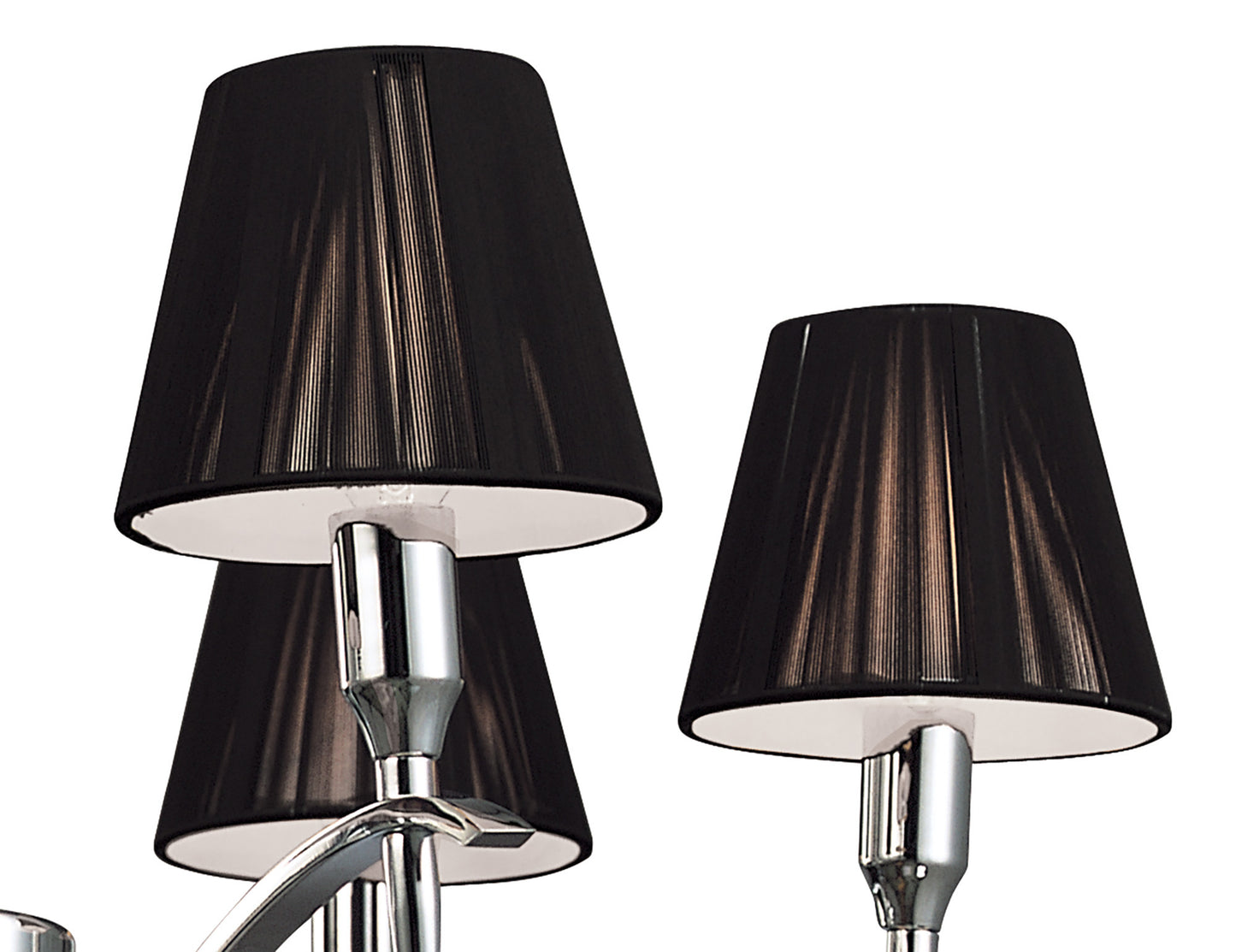 Siena Pendant Round 6 Light E14, Polished Chrome With Black Shades And Black Crystal by Mantra