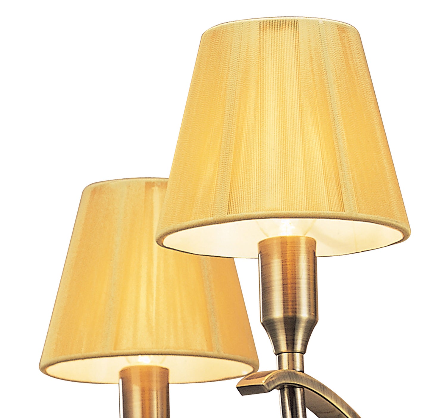 Siena Pendant Round 4 Light E14, Antique Brass With Amber Cream Shades And Amber Crystal by Mantra