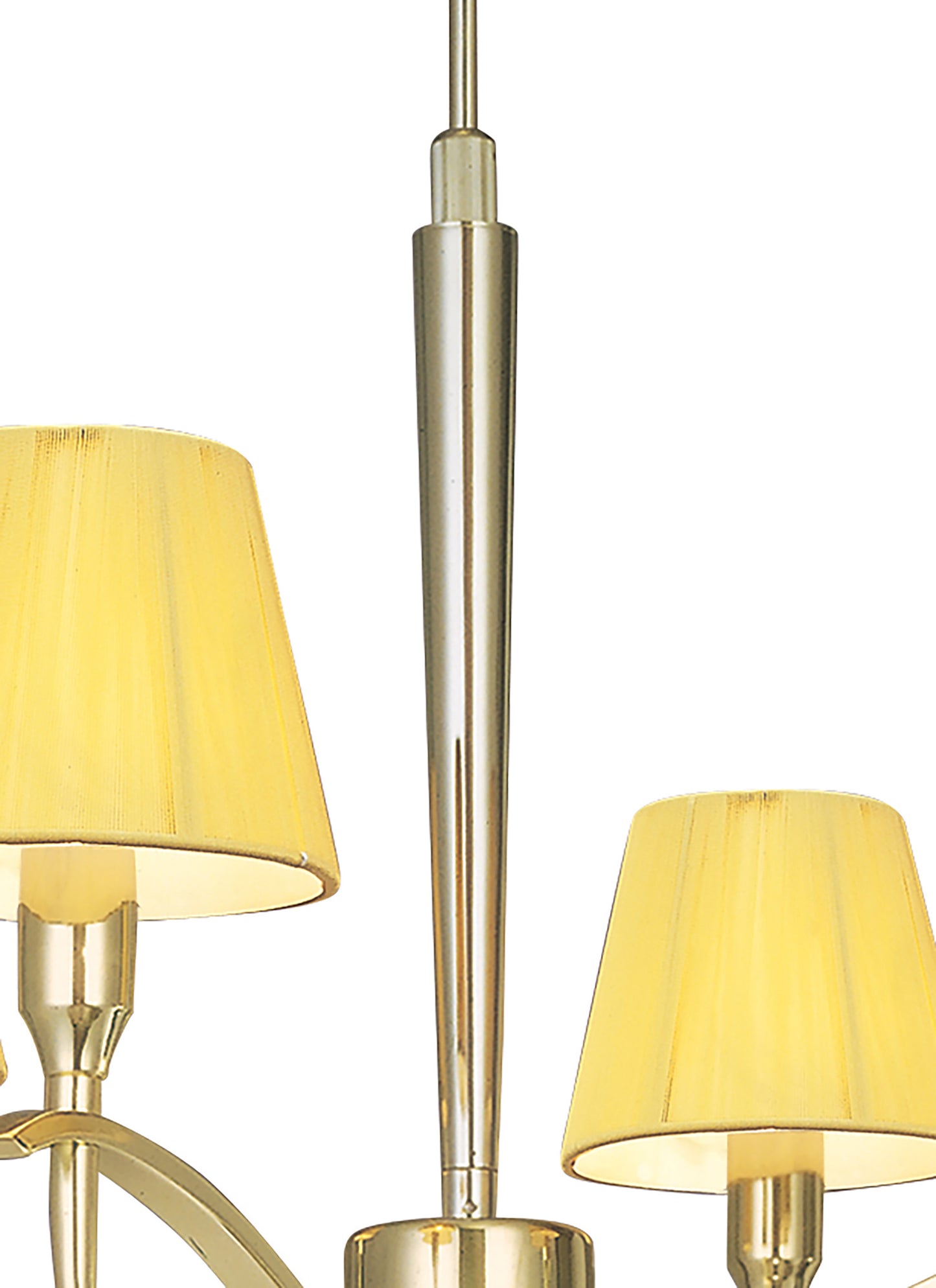 Siena Pendant Round 4 Light E14, Polished Brass With Amber Cream Shades And Clear Crystal by Mantra