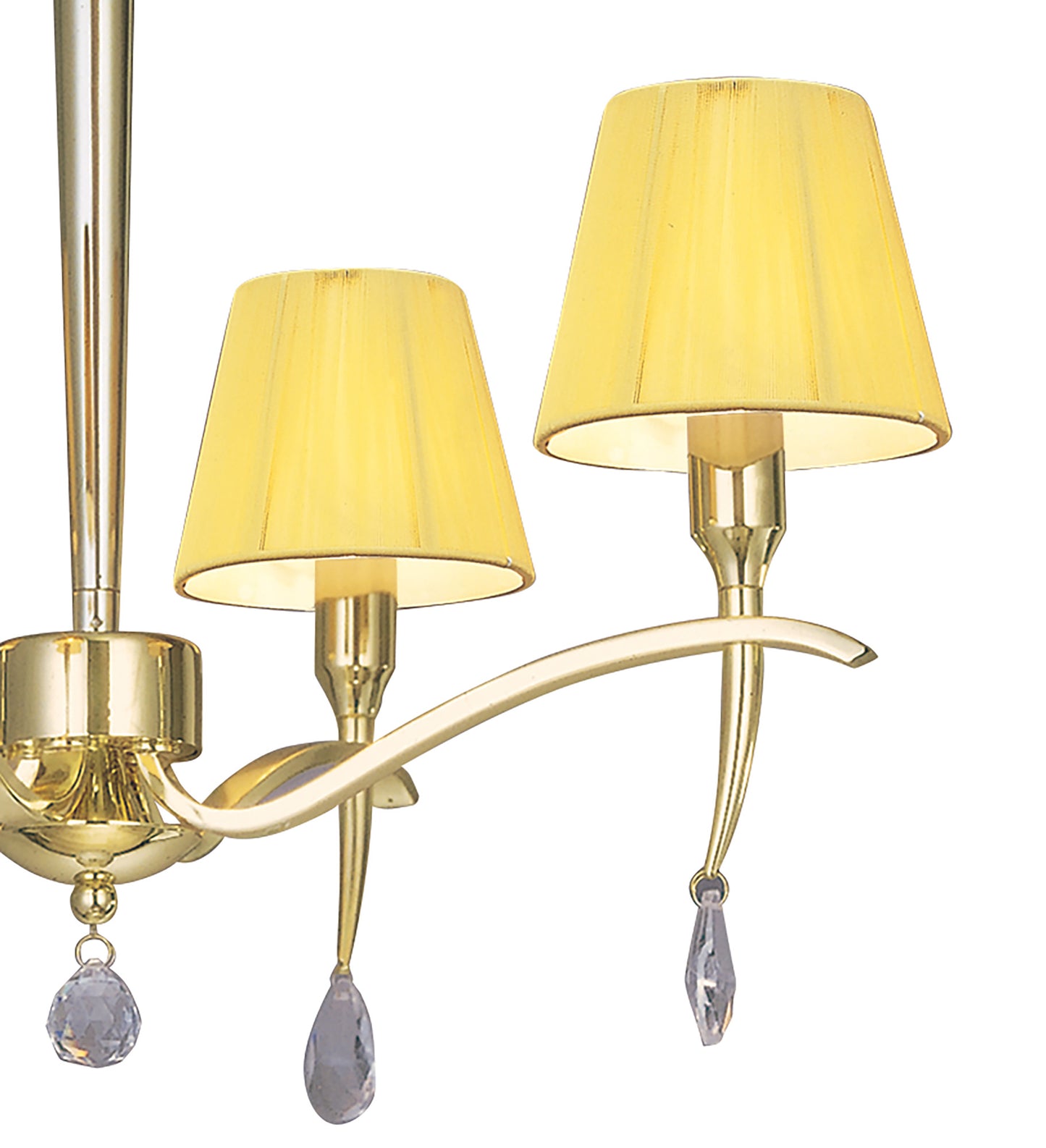 Siena Pendant Round 4 Light E14, Polished Brass With Amber Cream Shades And Clear Crystal by Mantra