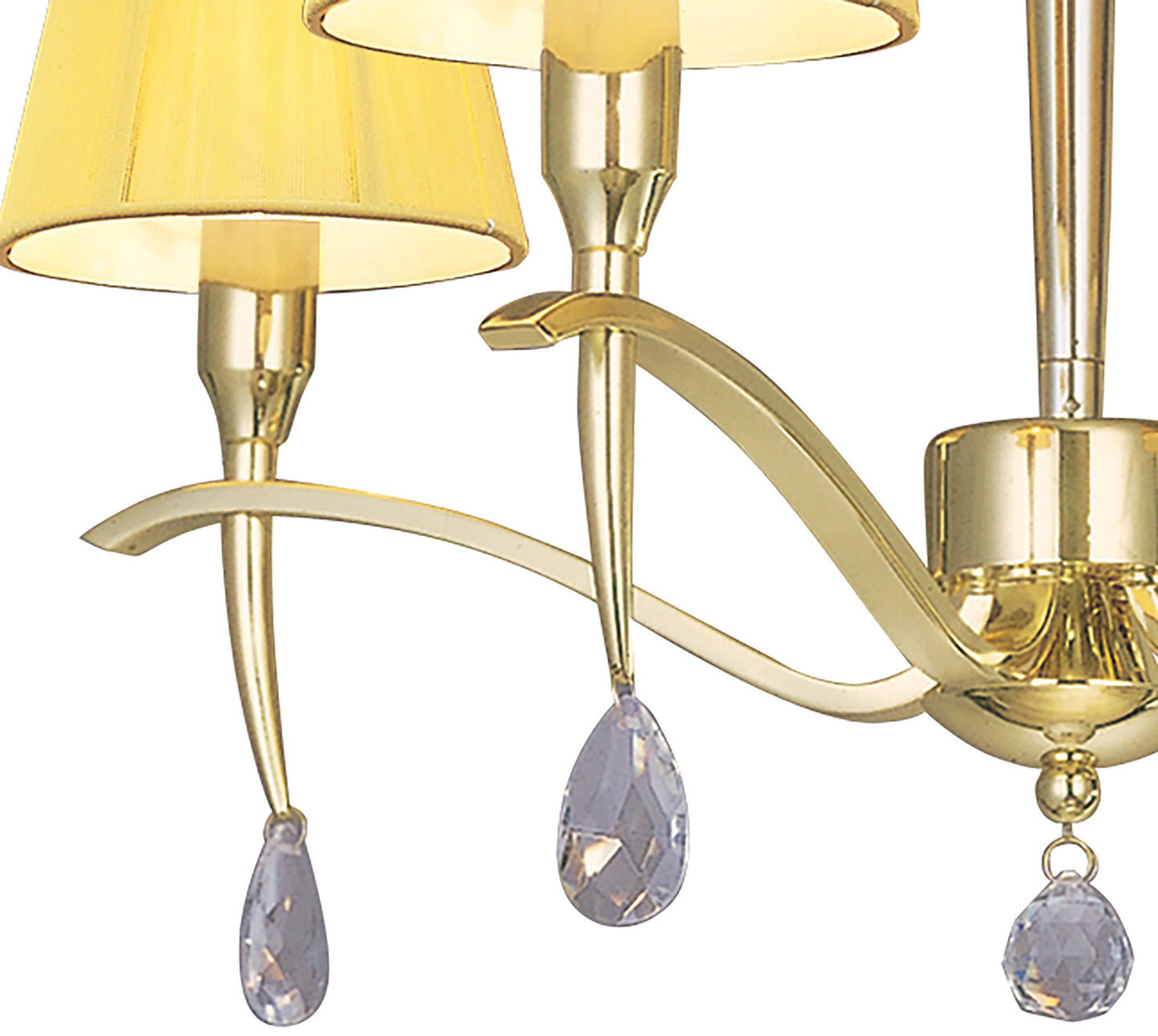 Siena Pendant Round 4 Light E14, Polished Brass With Amber Cream Shades And Clear Crystal by Mantra