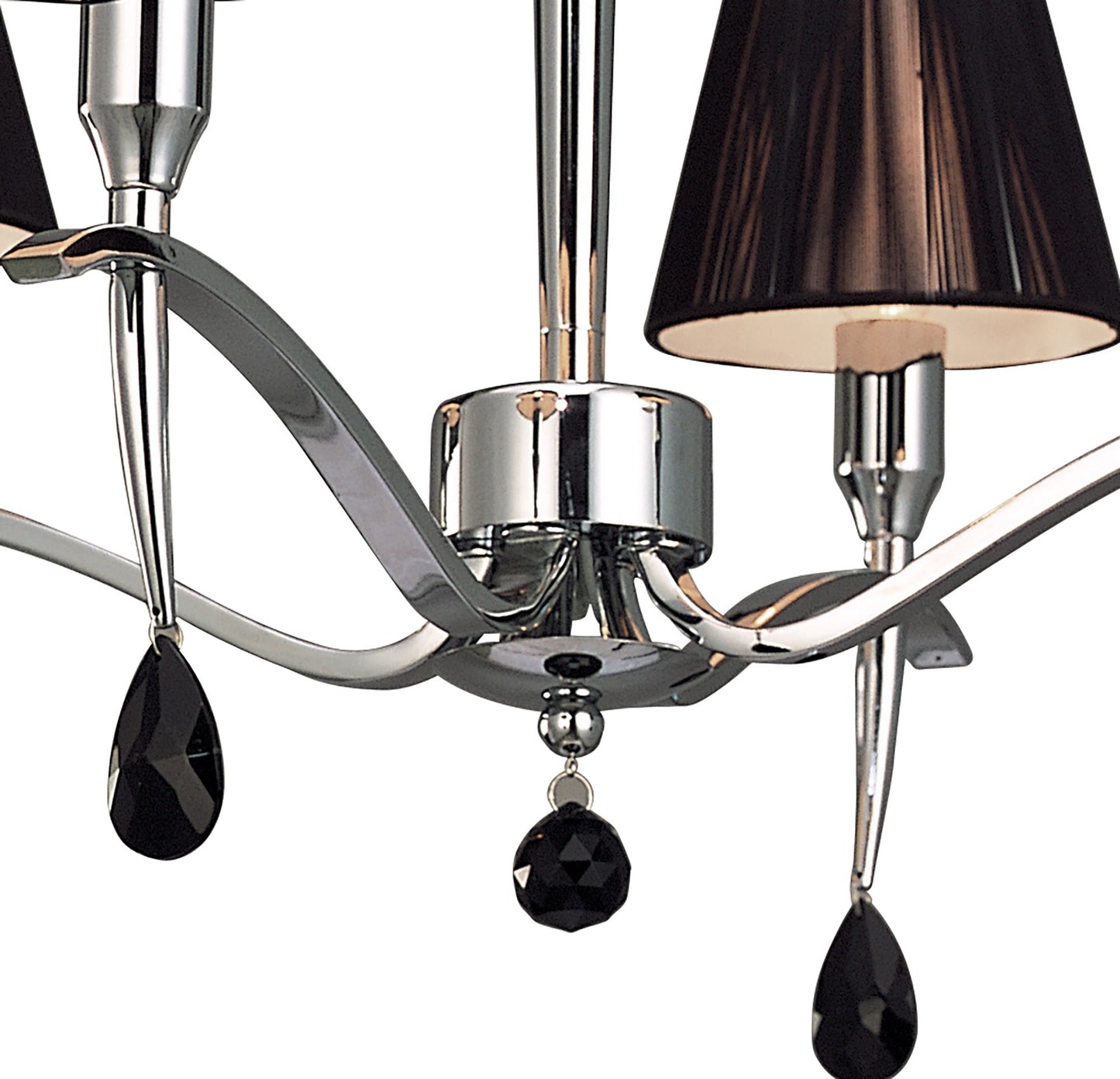 Siena Pendant Round 4 Light E14, Polished Chrome With Black Shades And Black Crystal by Mantra