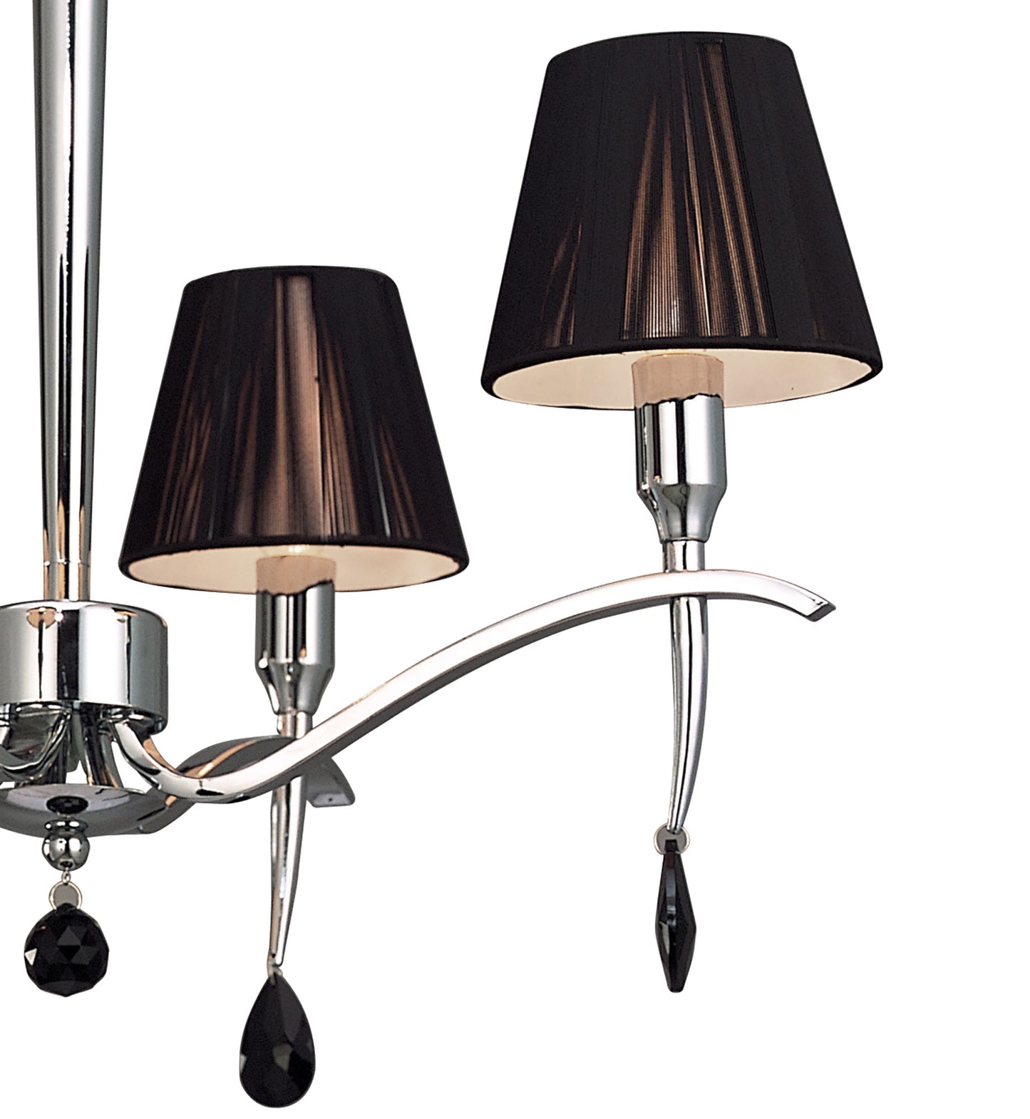 Siena Pendant Round 4 Light E14, Polished Chrome With Black Shades And Black Crystal by Mantra