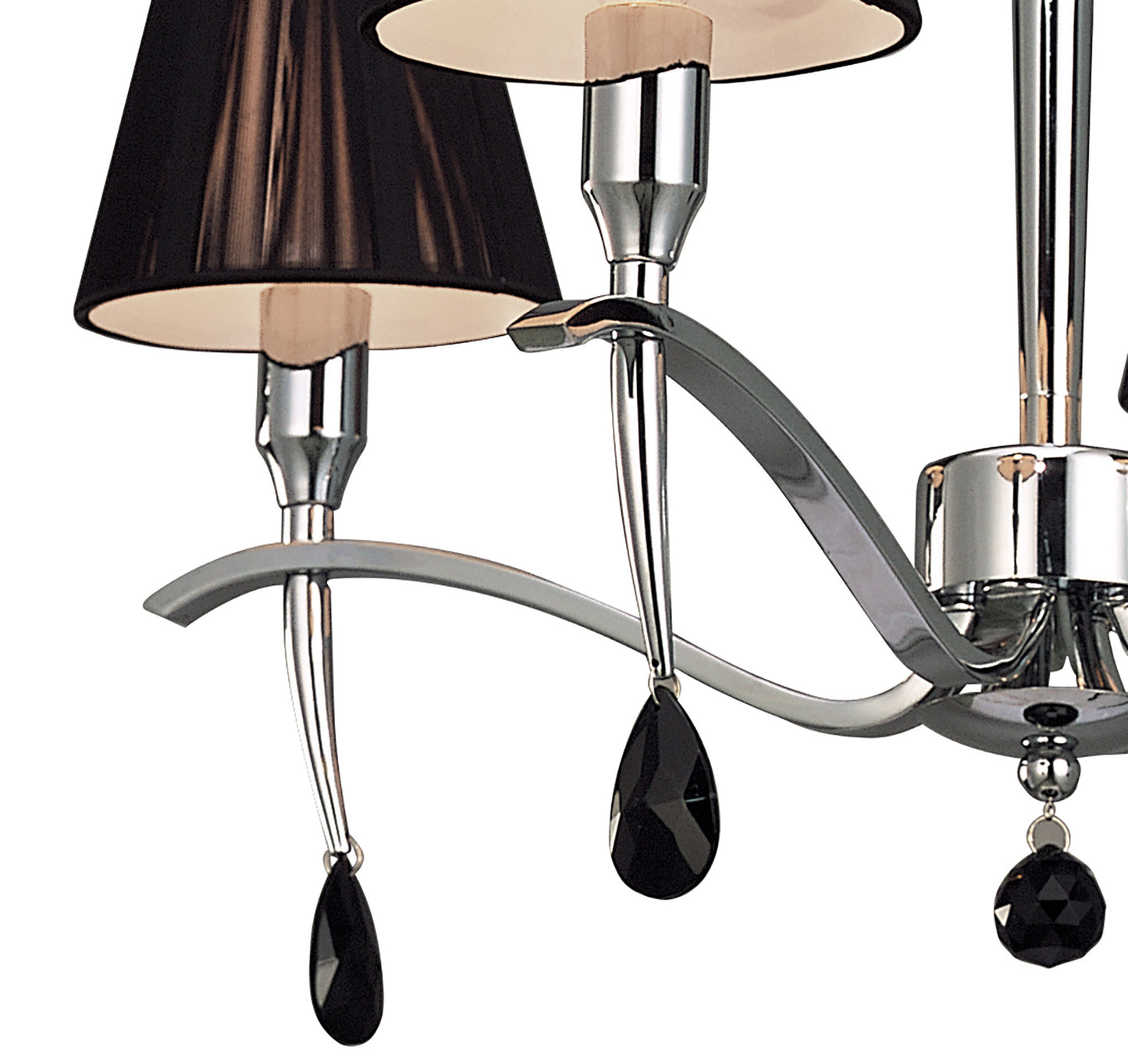 Siena Pendant Round 4 Light E14, Polished Chrome With Black Shades And Black Crystal by Mantra